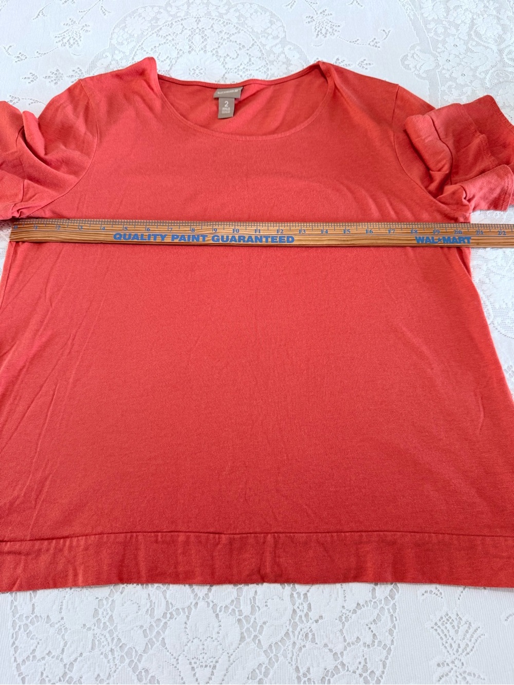 Chico's Terracotta Rust Ruffle Layered Sleeve Tee Top Cotton Modal Size 2 L - Picture 6 of 13